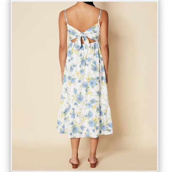 NWT Faithfull the Brand Candace Midi Dress Velma Floral Blue - Picture 3 of 8